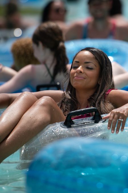 Girls on water slide