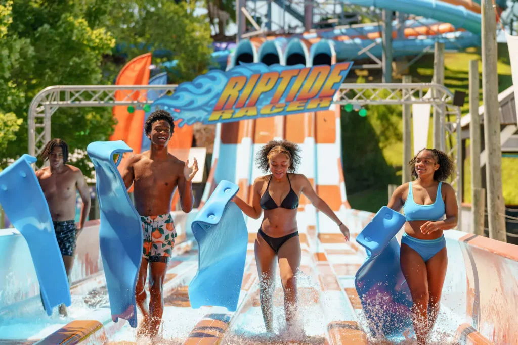 Friends laugh on the Riptide Racer