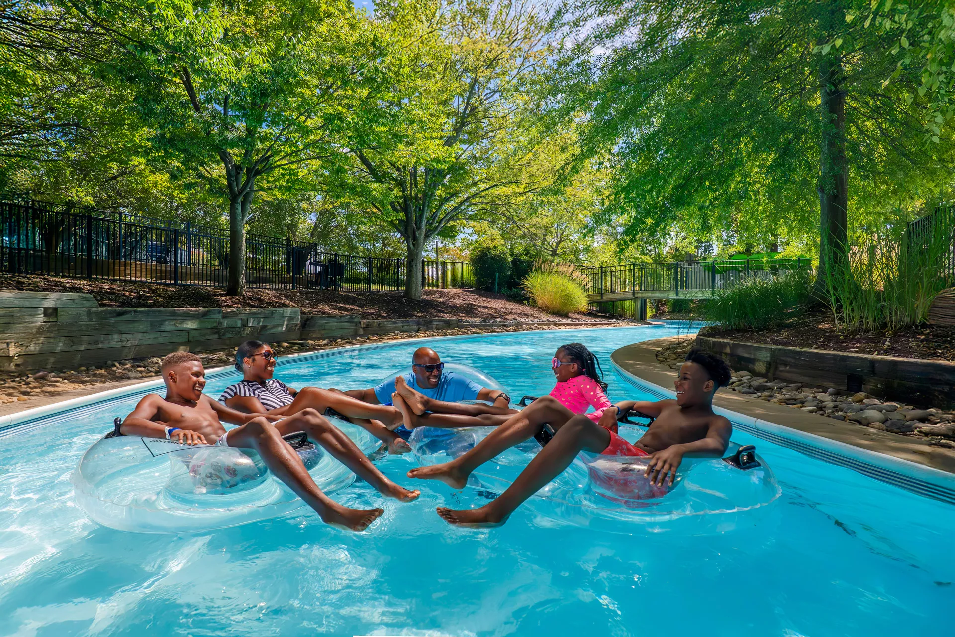 Family on the lazy river at wet n wild